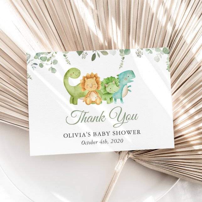 Tarjeta De Agradecimiento Dinosaurios Cute, T-Rex, Jurásico, Baby Shower (Subido por el creador)