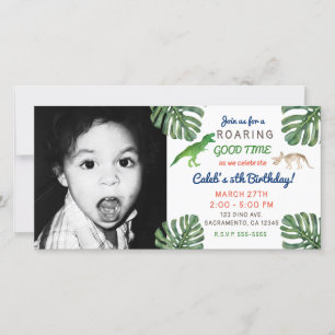 Tarjeta De Agradecimiento ¡Dinosaurios! Imagen de fiesta de cumpleaños de di