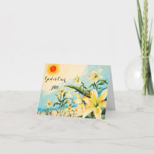 Tarjeta De Agradecimiento Dios ha terminado todo el arte original Lilly Tarj