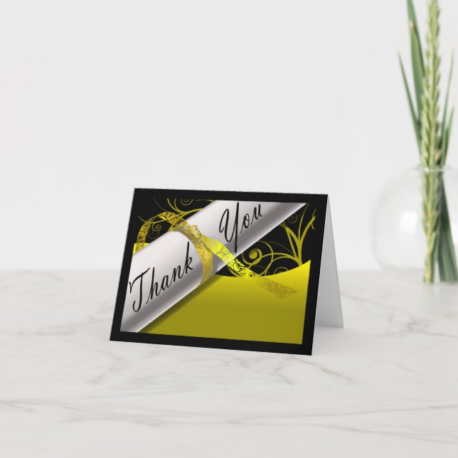 Tarjeta De Agradecimiento Diploma amarillo y negro (Anverso)