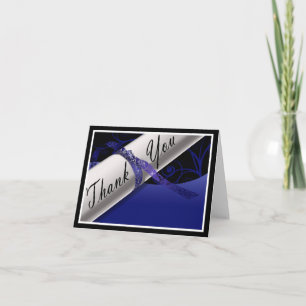 Tarjeta De Agradecimiento Diploma azul y blanco