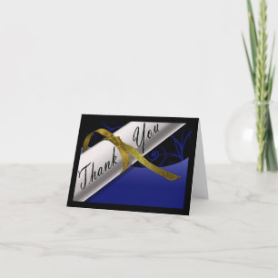 Tarjeta De Agradecimiento Diploma azul y oro