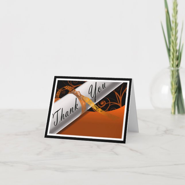 Tarjeta De Agradecimiento Diploma blanco y naranja (Anverso)