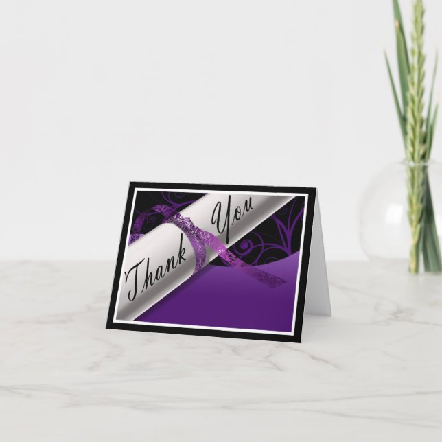Tarjeta De Agradecimiento Diploma morado y blanco (Anverso)