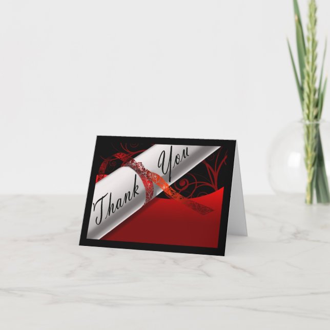 Tarjeta De Agradecimiento Diploma rojo y negro (Anverso)