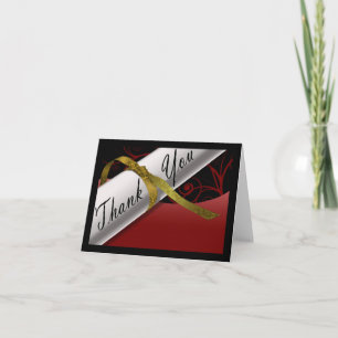 Tarjeta De Agradecimiento Diploma rojo y oro