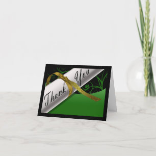 Tarjeta De Agradecimiento Diploma Verde y Oro