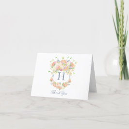 Tarjeta De Agradecimiento Dirección del Escudo del Fiesta de acuarela Floral