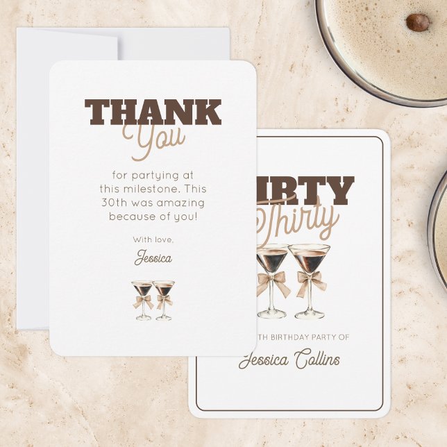Tarjeta De Agradecimiento Dirty Thirty Coctail Espresso Martini 30 Cumpleaño (Dirty Thirty Coctail Espresso Martini 30 Birthday Thank You Card)