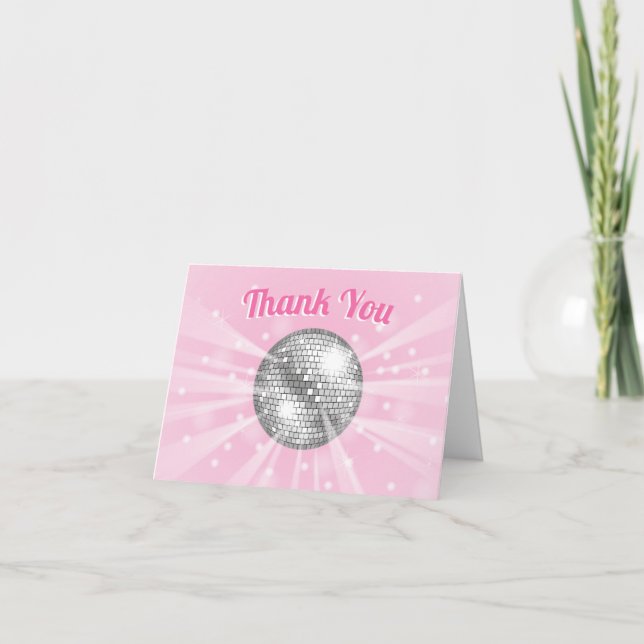 Tarjeta De Agradecimiento Disco Ball Baby Shower Groovy Gracias (Anverso)