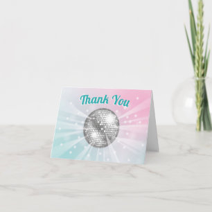 Tarjeta De Agradecimiento Disco Ball Baby Shower Groovy Gracias