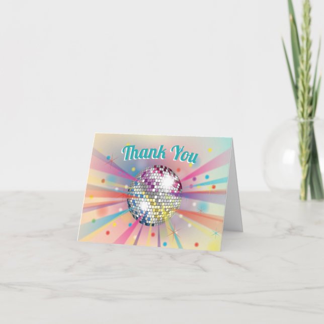 Tarjeta De Agradecimiento Disco Ball Baby Shower Groovy Gracias (Anverso)