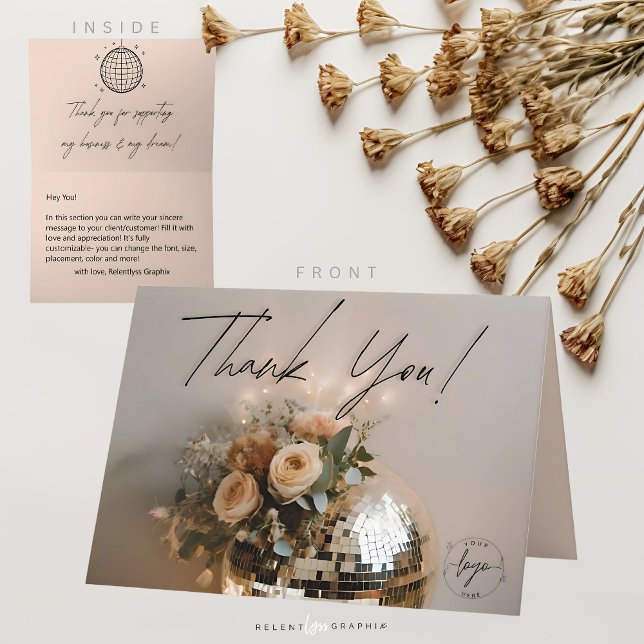 Tarjeta De Agradecimiento Discoteca | Boho Florals | Estético (Subido por el creador)