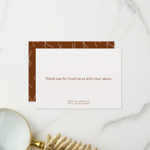 Tarjeta De Agradecimiento Diseñador de interiores de líneas abstractas boho