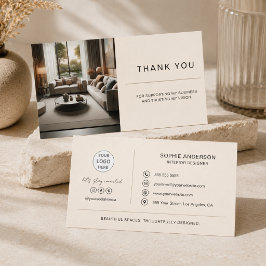 Tarjeta De Agradecimiento Diseñador de interiores moderno logotipo profesion