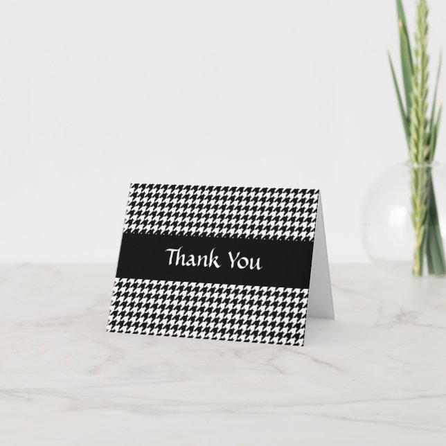 Tarjeta De Agradecimiento Diseñador de moda con estilo Houndstoth blanco/neg (Anverso)