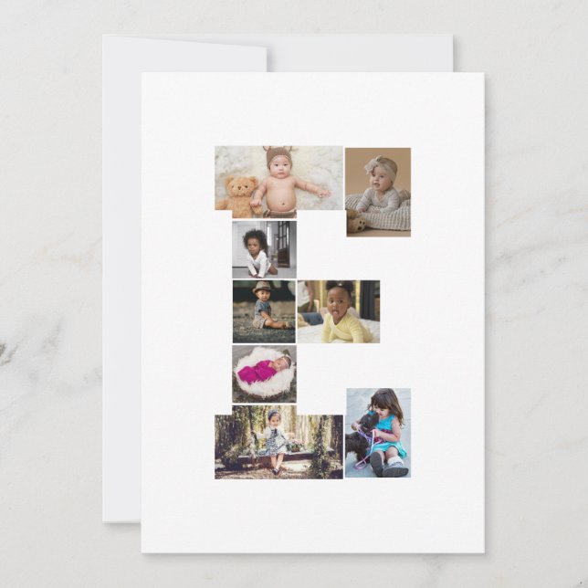 Tarjeta De Agradecimiento Diseñar su propia letra E Collage de fotos (Anverso)