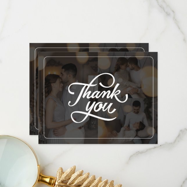 Tarjeta De Agradecimiento Diseñar su propio Boda de 3 Collages de fotos (Anverso/Reverso In Situ)