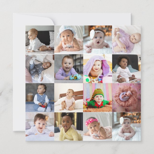 Tarjeta De Agradecimiento Diseñar su propio Collage de fotos 16 (Anverso)