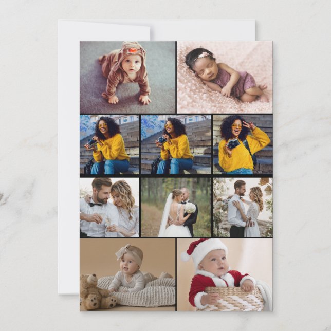 Tarjeta De Agradecimiento Diseñar su propio Collage de fotos de 10 (Anverso)
