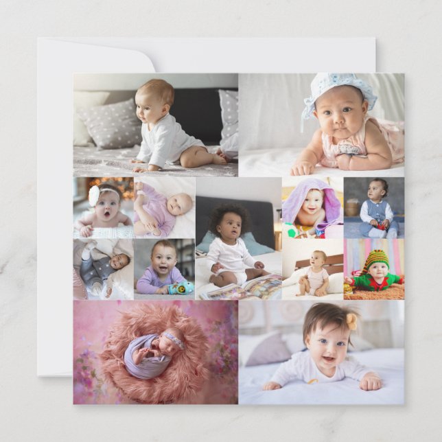 Tarjeta De Agradecimiento Diseñar su propio Collage de fotos de 13 (Anverso)