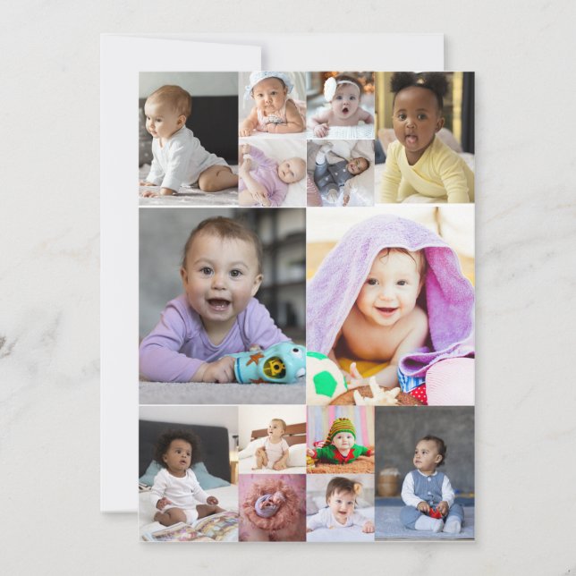 Tarjeta De Agradecimiento Diseñar su propio Collage de fotos de 14 (Anverso)