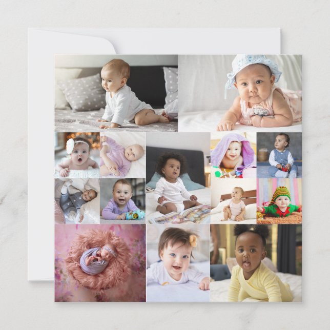 Tarjeta De Agradecimiento Diseñar su propio Collage de fotos de 14 (Anverso)