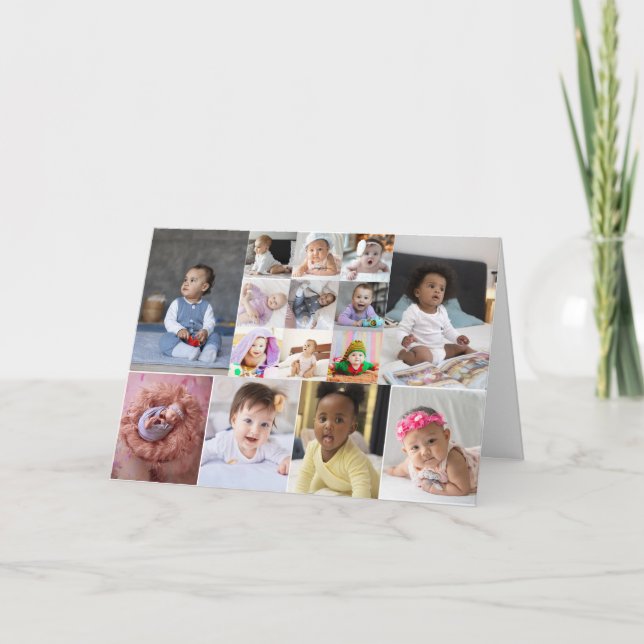 Tarjeta De Agradecimiento Diseñar su propio Collage de fotos de 15 (Anverso)