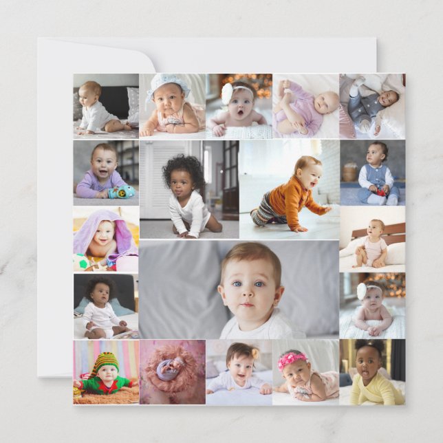 Tarjeta De Agradecimiento Diseñar su propio Collage de fotos de 19 (Anverso)