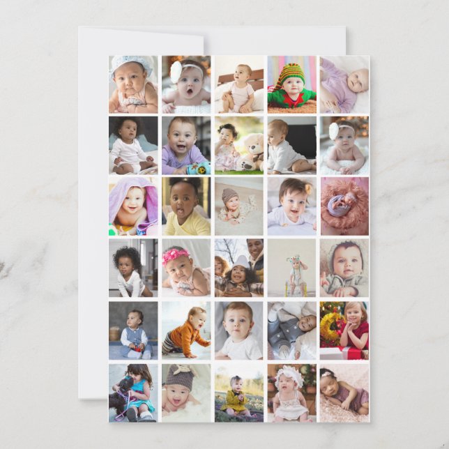 Tarjeta De Agradecimiento Diseñar su propio Collage de fotos de 30 (Anverso)