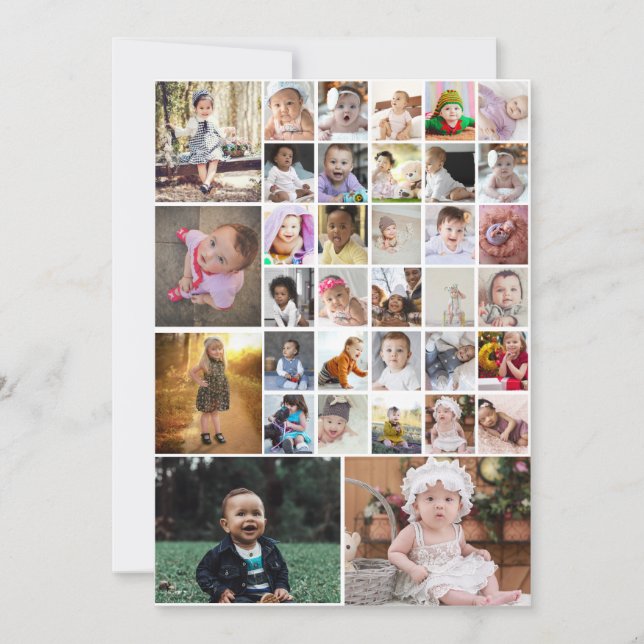 Tarjeta De Agradecimiento Diseñar su propio Collage de fotos de 35 (Anverso)