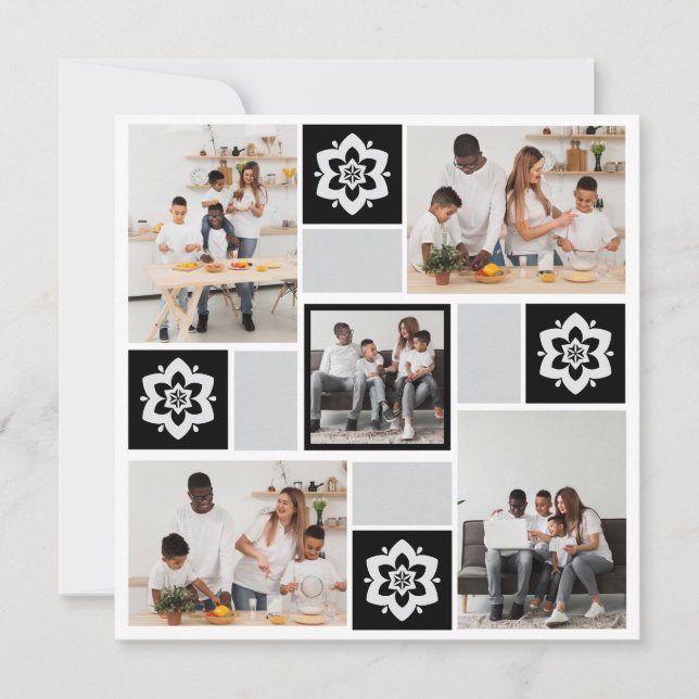 Tarjeta De Agradecimiento Diseñar su propio Collage de fotos Floral 5 (Anverso)