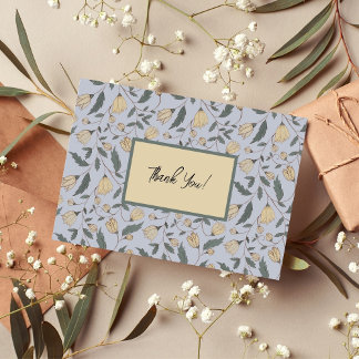 Tarjeta De Agradecimiento Diseño clásico Patrón botánico amarillo y verde