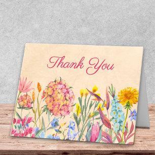 Tarjeta De Agradecimiento Diseño de Acuarela Floral de Flor Silvestre Elegan