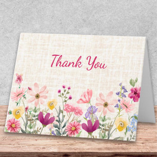 Tarjeta De Agradecimiento Diseño de Apreciación de Lino Floral Pastel