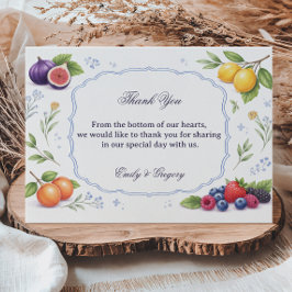 Tarjeta De Agradecimiento Diseño de Apreciación Floral de Frutas Mediterráne
