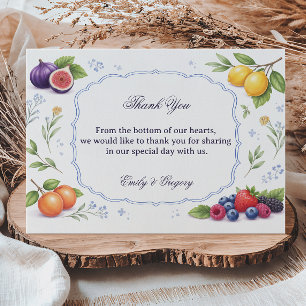 Tarjeta De Agradecimiento Diseño de Apreciación Floral de Frutas Mediterráne