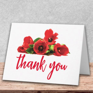 Tarjeta De Agradecimiento Diseño de Apreciación Floral de Tulipán Rojo