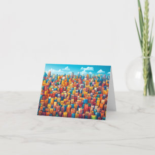 Tarjeta De Agradecimiento Diseño de arquitectura de ciudad Dibujo de acuarel