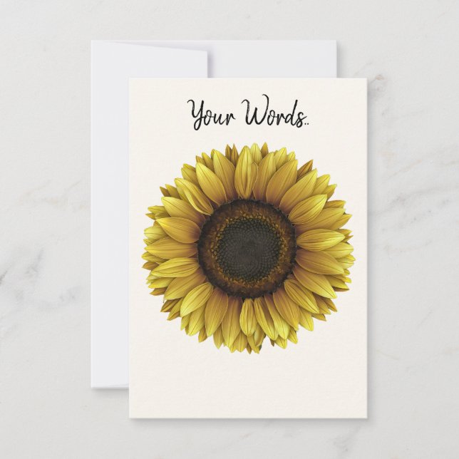 Tarjeta De Agradecimiento Diseño de arte botánico Vivid Sunflower (Anverso)