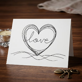 Tarjeta De Agradecimiento Diseño de arte de línea continua con corazón y amo