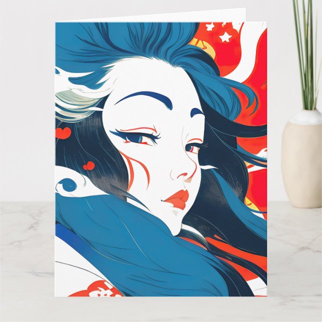 Tarjeta De Agradecimiento Diseño de arte gráfico Nihonga japonés - Olas mari (Anverso)