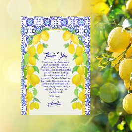 Tarjeta De Agradecimiento Diseño de baldosas de limones en acuarela Positano