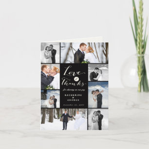Tarjeta De Agradecimiento Diseño de Bodas de 8 fotos con guiones de amor y a