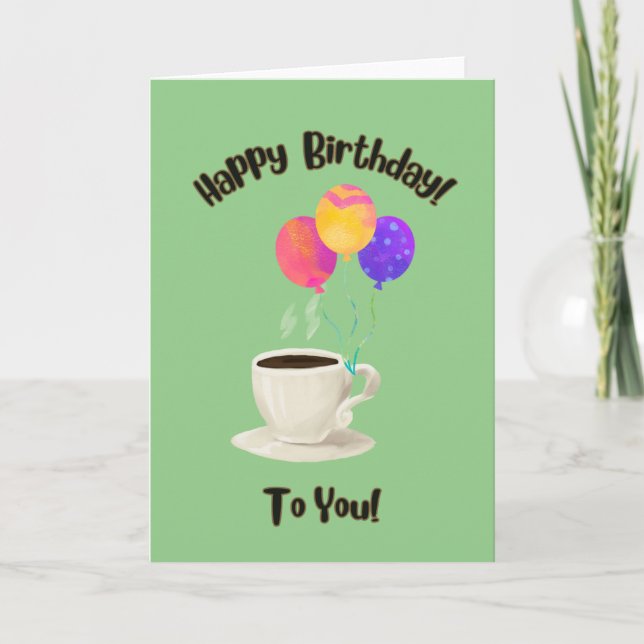 Tarjeta De Agradecimiento Diseño De Café Para Desear Un Cumpleaños Feliz (Anverso)