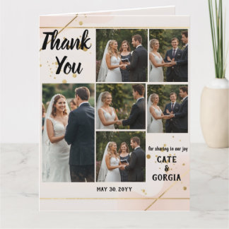 Tarjeta De Agradecimiento Diseño de conjunto de Bodas de 6 fotografías en es