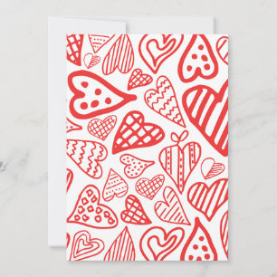 Tarjeta De Agradecimiento "Diseño de corazones dibujados a mano   Brillante