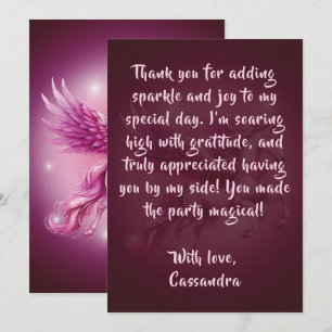 Tarjeta De Agradecimiento Diseño de fantasía de Pegaso rosa de cumpleaños