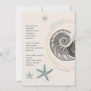 Tarjeta De Agradecimiento Diseño de Fibonacci nautilus concha de mar prueba