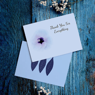 Tarjeta De Agradecimiento Diseño de Flor de Hibisco-Fondo Azul